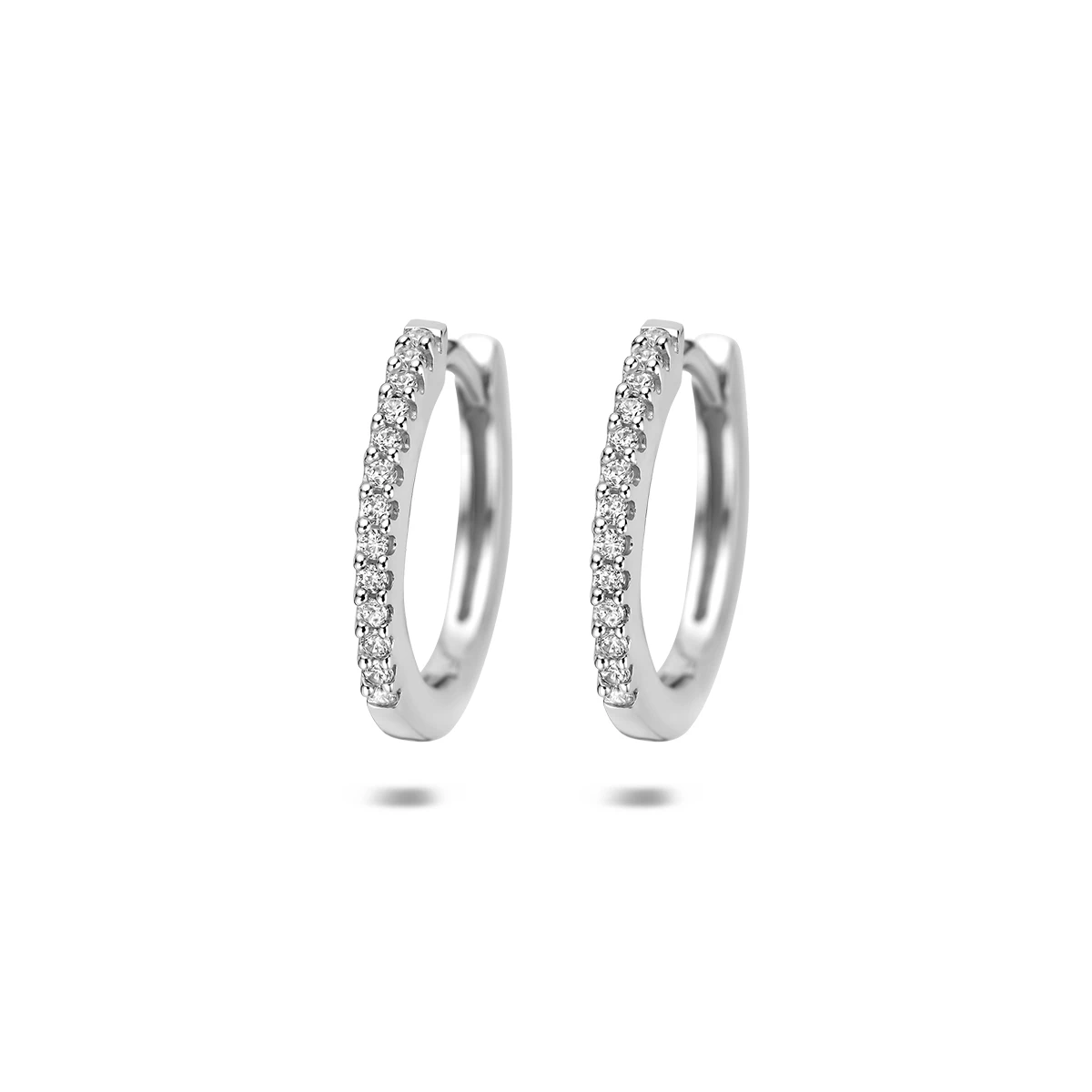 klapoorringen zirkonia 15 mm zilver gerhodineerd