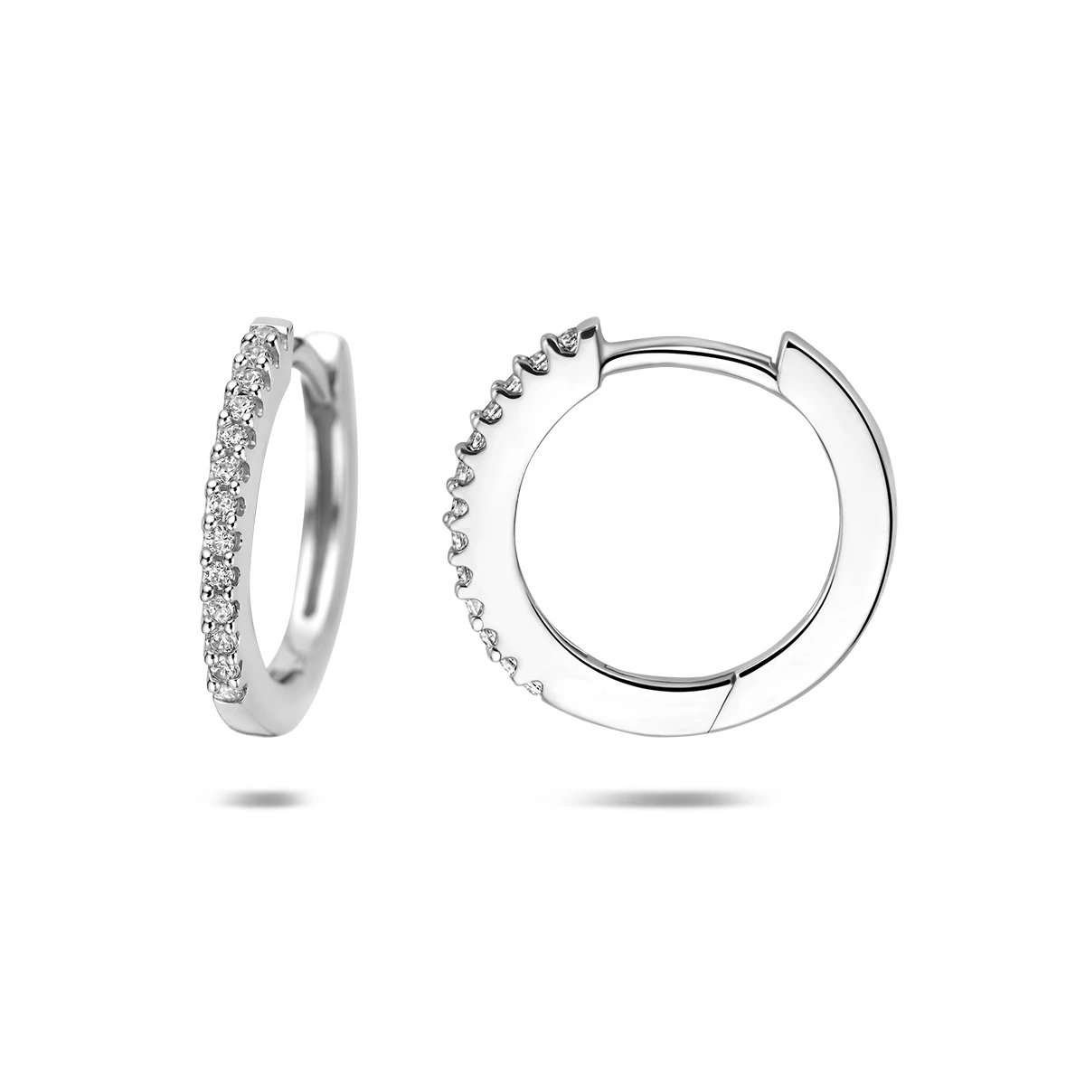 klapoorringen zirkonia 15 mm zilver gerhodineerd