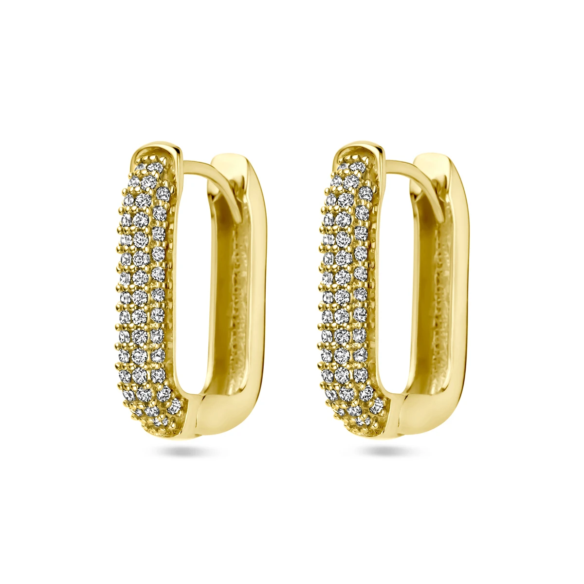 klapoorringen zirkonia 19 mm 14K geelgoud