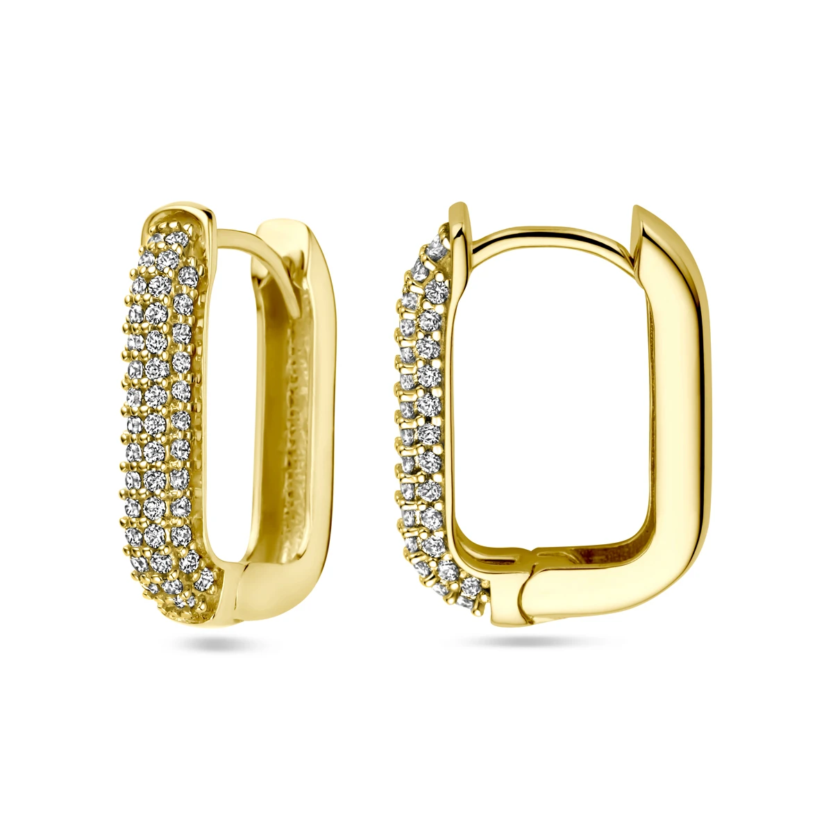 klapoorringen zirkonia 19 mm 14K geelgoud