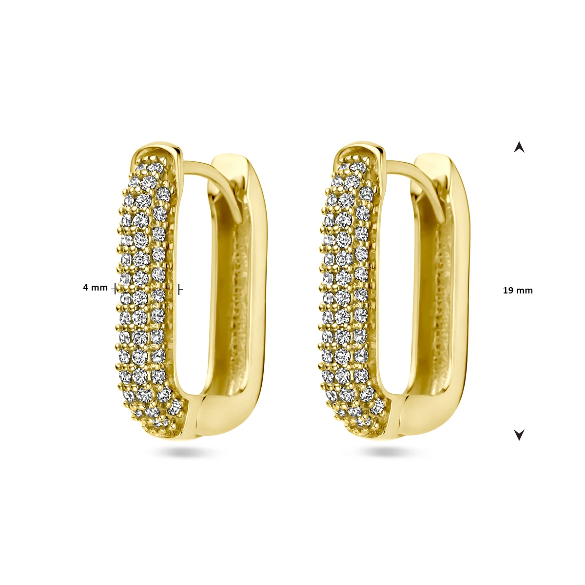 klapoorringen zirkonia 19 mm 14K geelgoud