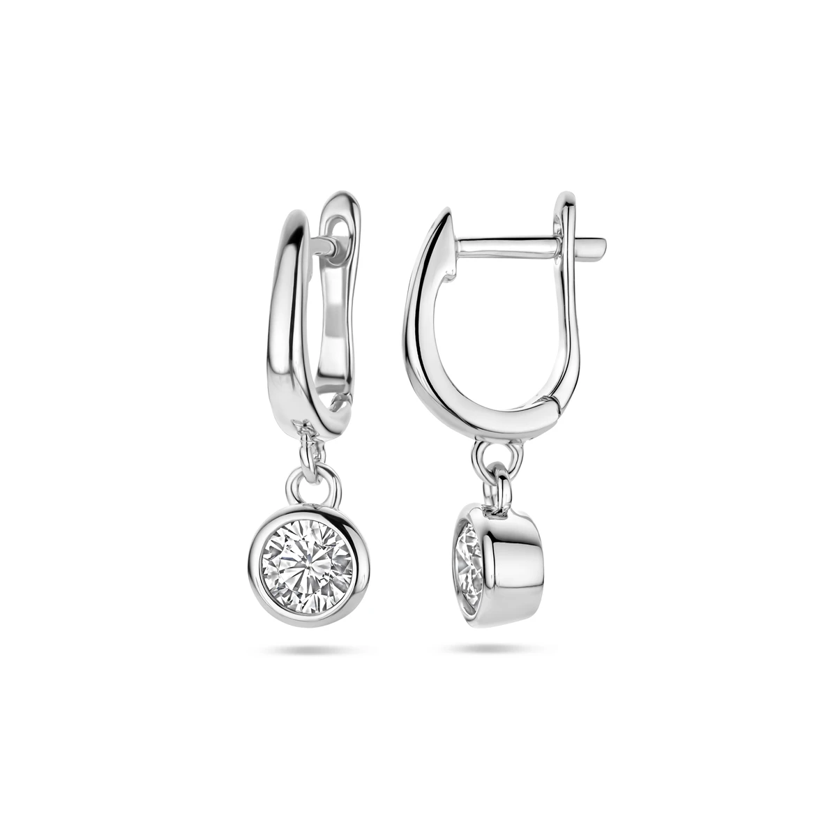 klapoorringen zirkonia 23 mm zilver gerhodineerd