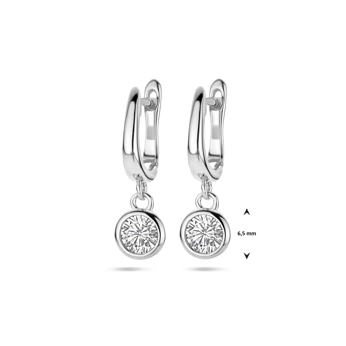 klapoorringen zirkonia 23 mm zilver gerhodineerd