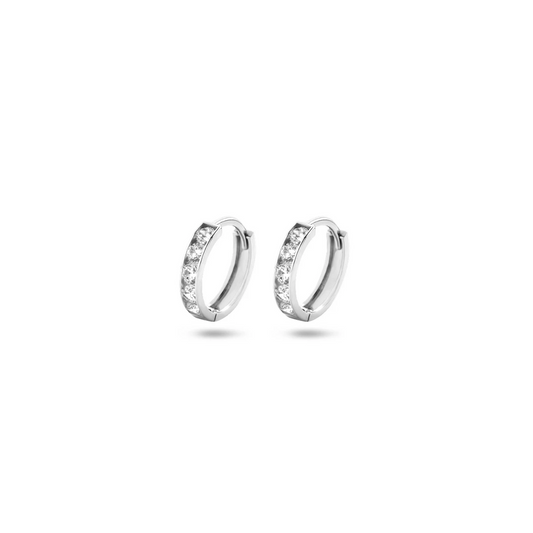 klapoorringen zirkonia 9 mm 14K witgoud
