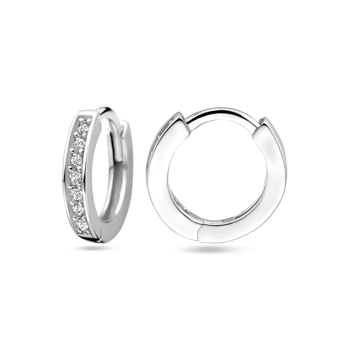 klapoorringen zirkonia 9 mm zilver gerhodineerd