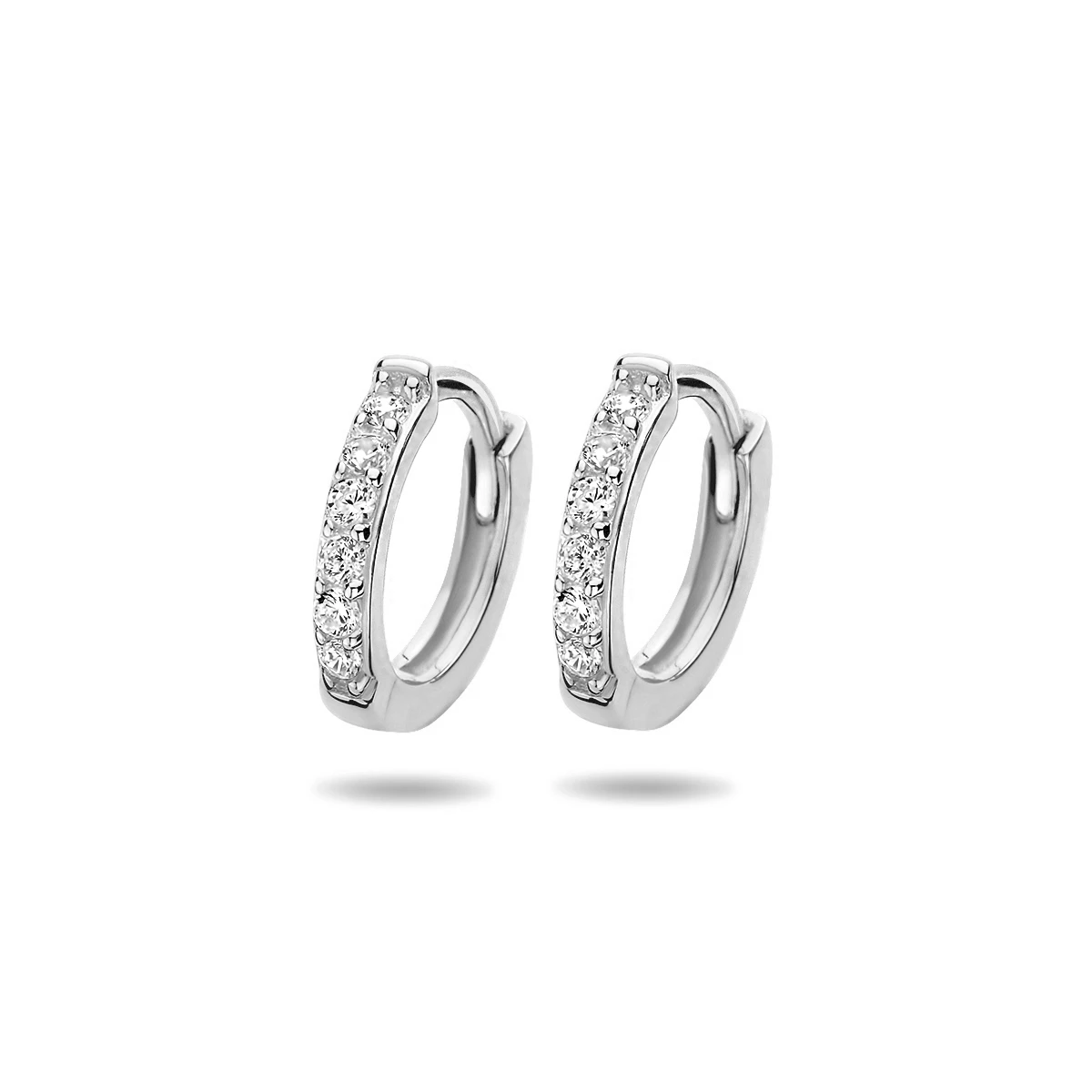 klapoorringen zirkonia 9 mm zilver gerhodineerd