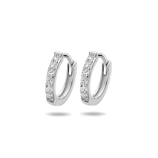 klapoorringen zirkonia 9 mm zilver gerhodineerd
