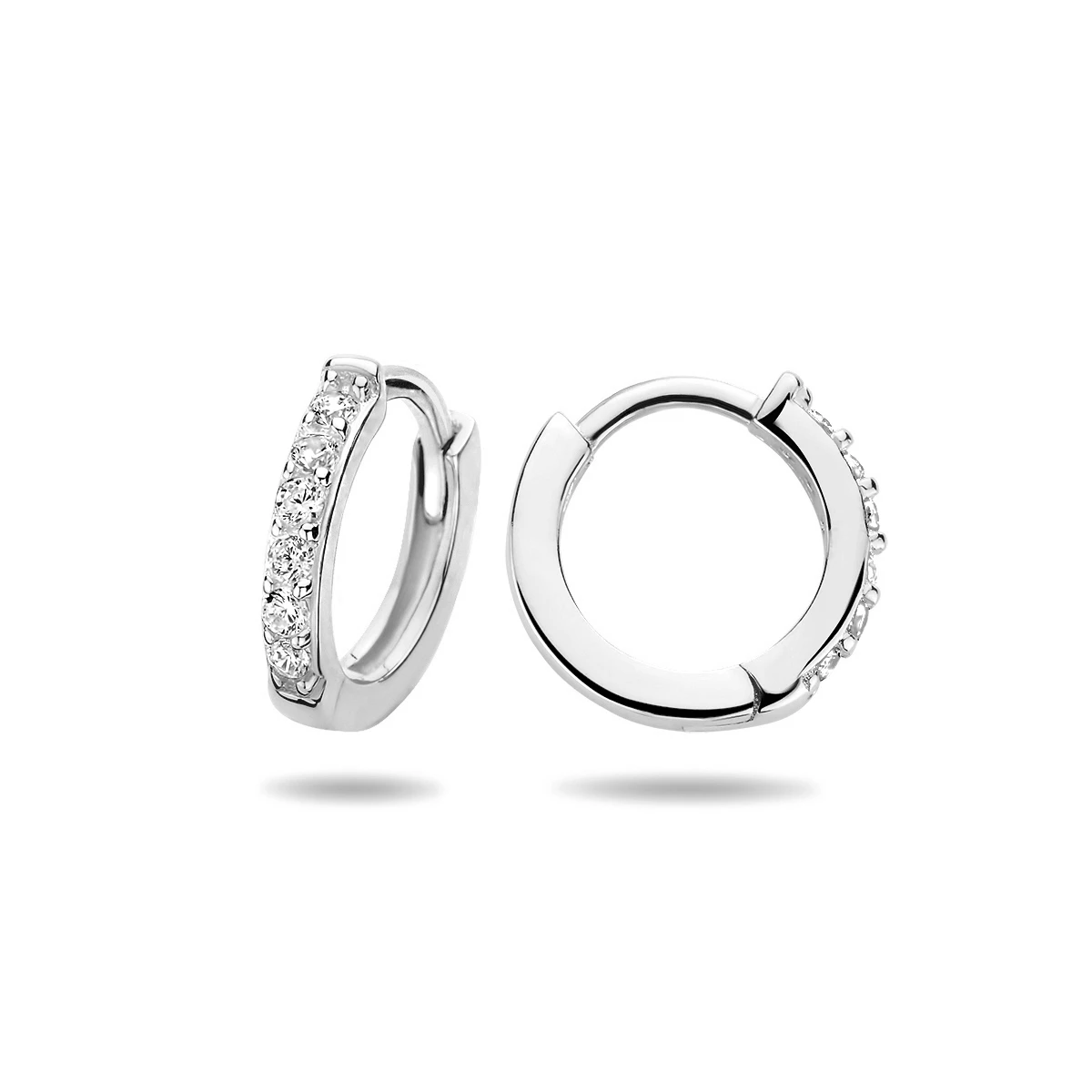 klapoorringen zirkonia 9 mm zilver gerhodineerd