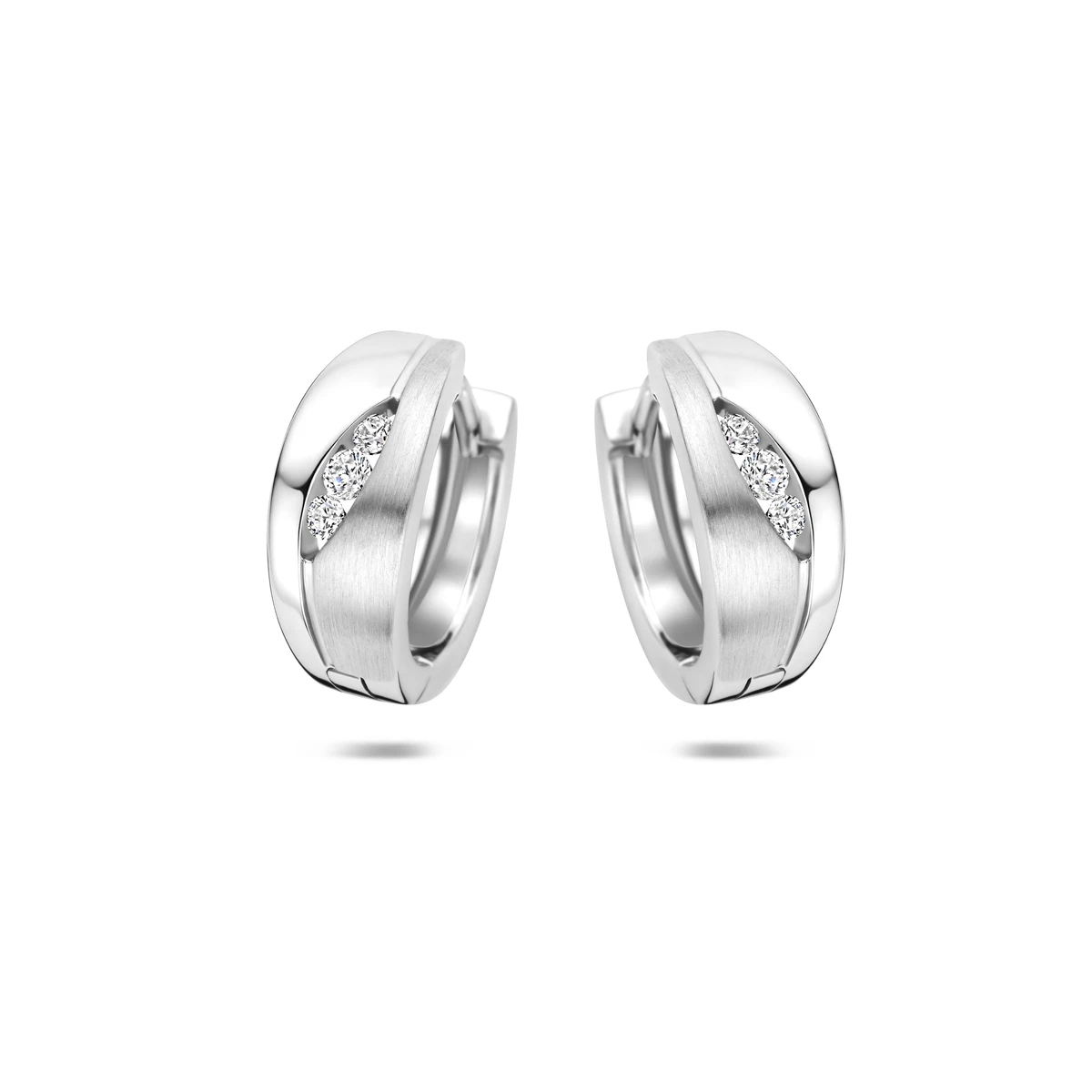 klapoorringen zirkonia poli/mat 14,5 mm zilver gerhodineerd