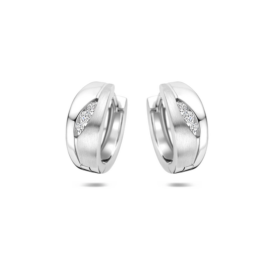 klapoorringen zirkonia poli/mat 14,5 mm zilver gerhodineerd