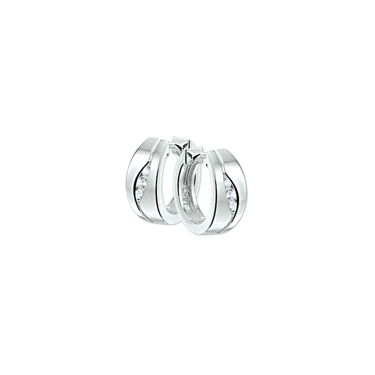 klapoorringen zirkonia poli/mat 14,5 mm zilver gerhodineerd