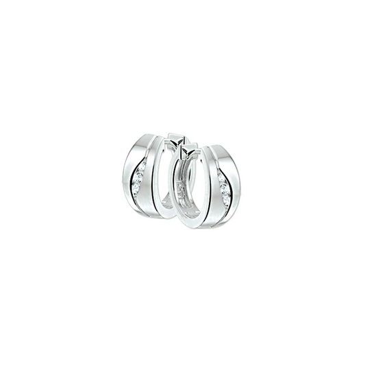 klapoorringen zirkonia poli/mat 14,5 mm zilver gerhodineerd