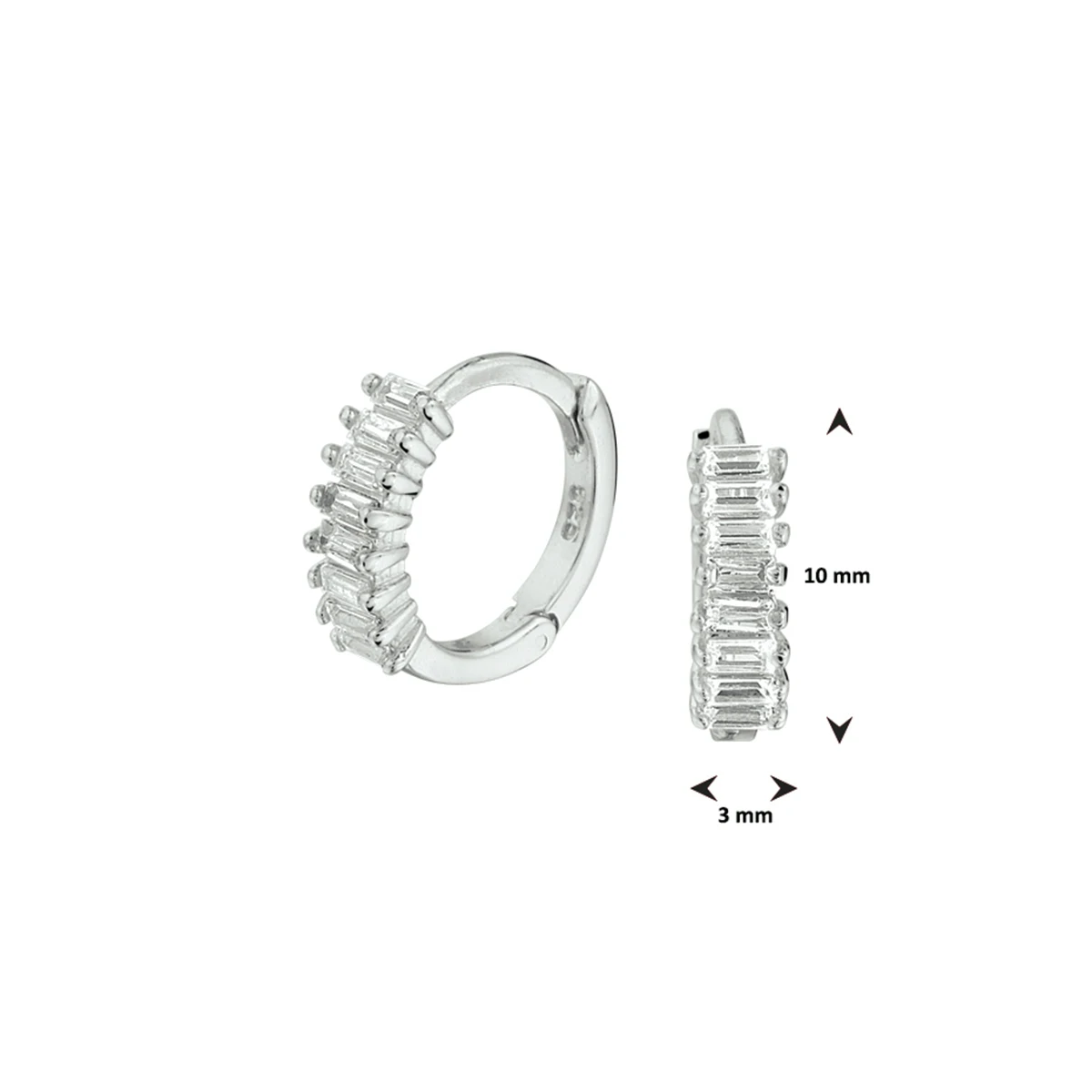 klapoorringen zirkonia zilver gerhodineerd