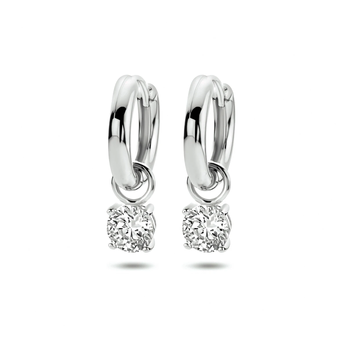 klapoorringen zirkonia zilver gerhodineerd
