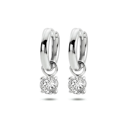 klapoorringen zirkonia zilver gerhodineerd