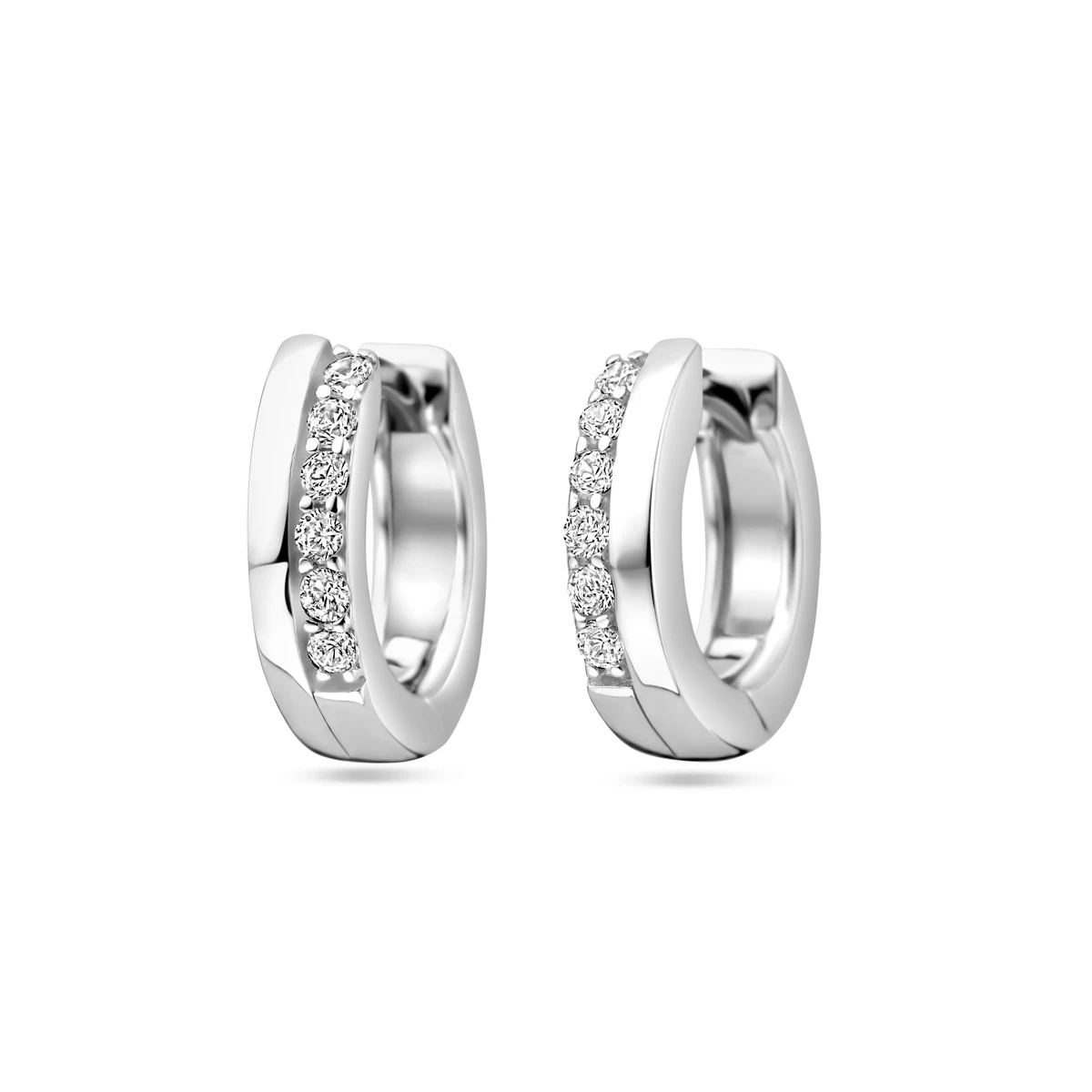 klapoorringen zirkonia zilver gerhodineerd