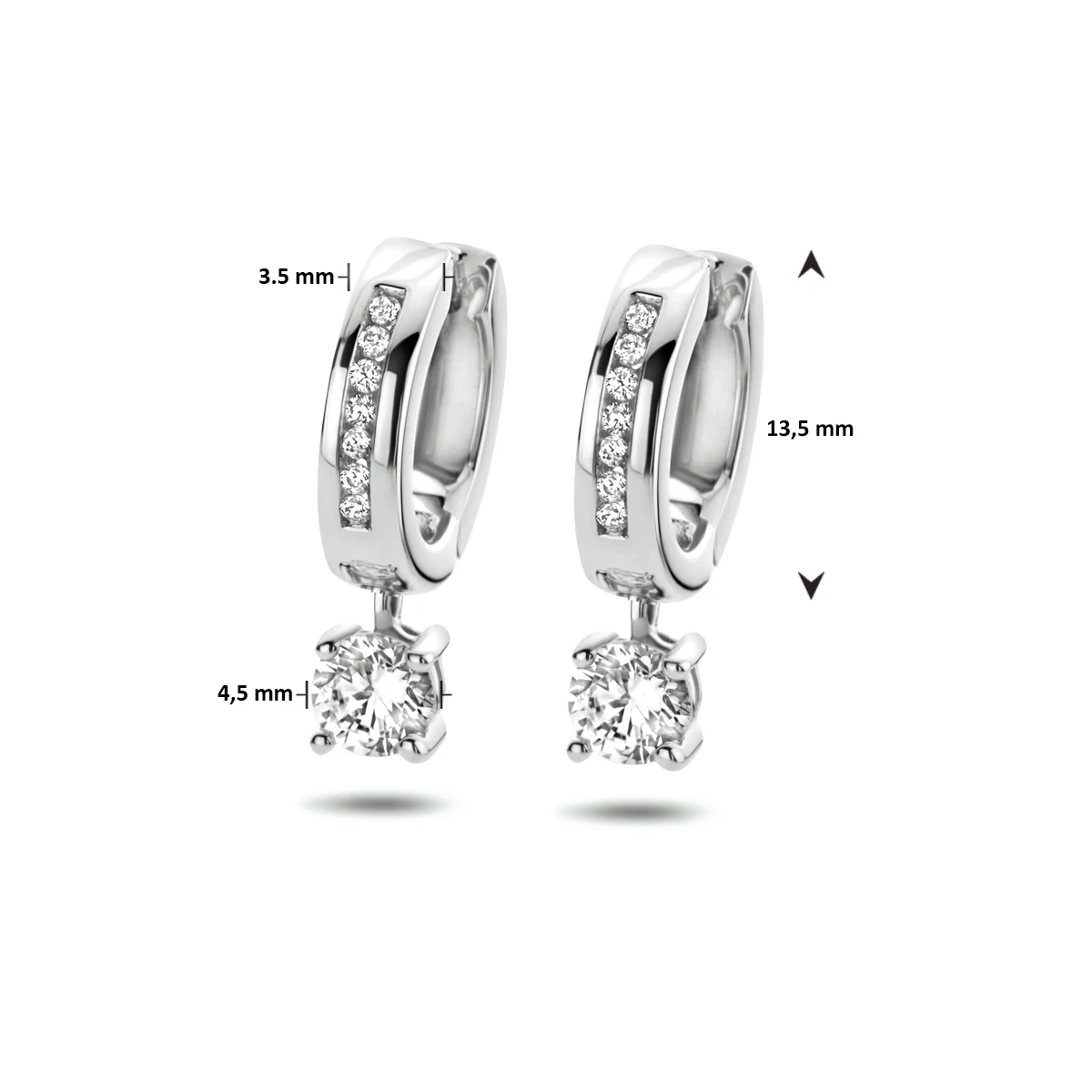 klapoorringen zirkonia zilver gerhodineerd