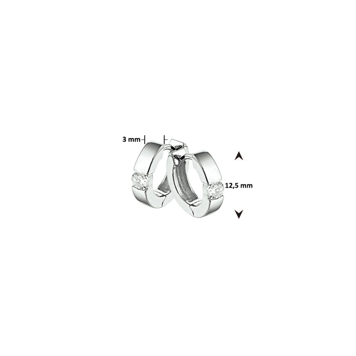 klapoorringen zirkonia zilver gerhodineerd