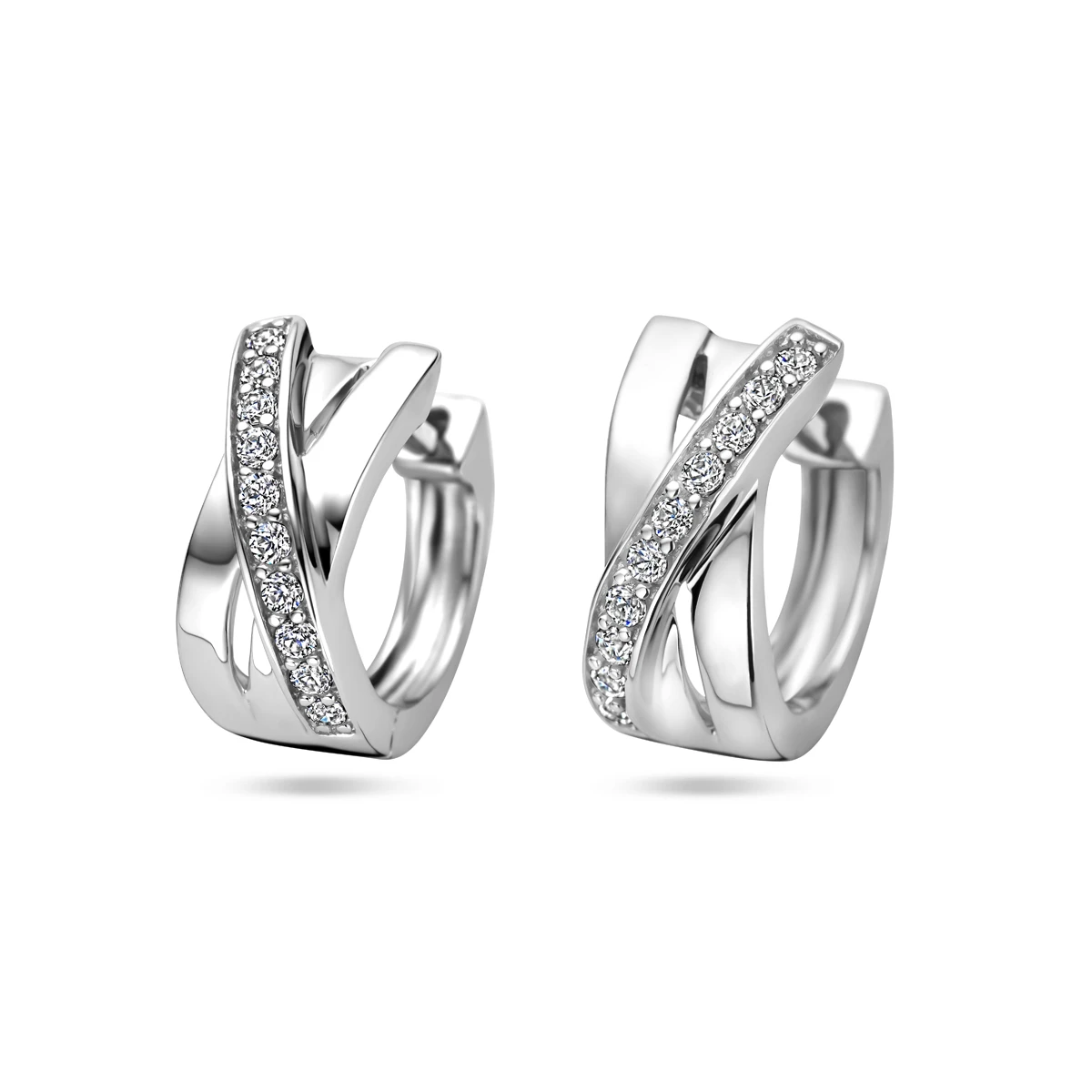 klapoorringen zirkonia zilver gerhodineerd