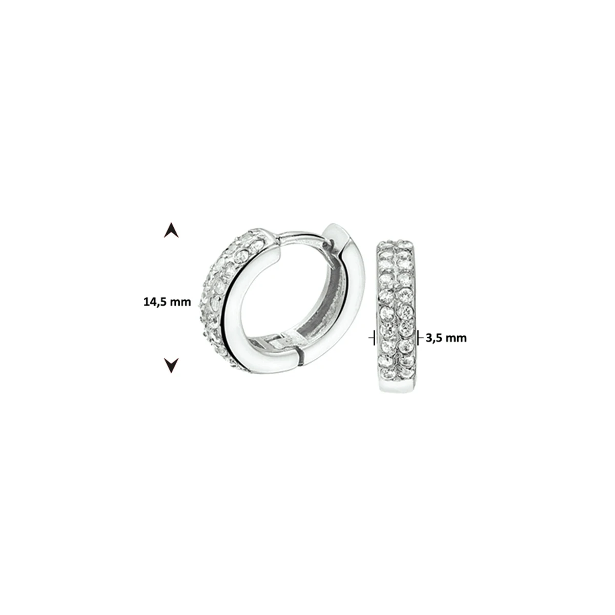 klapoorringen zirkonia zilver gerhodineerd