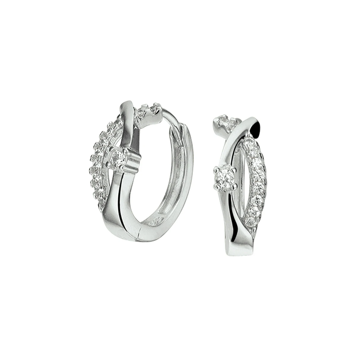 klapoorringen zirkonia zilver gerhodineerd