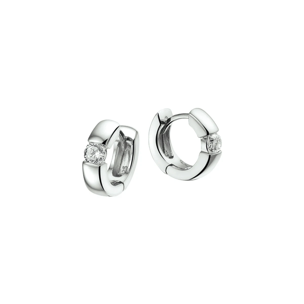klapoorringen zirkonia zilver gerhodineerd