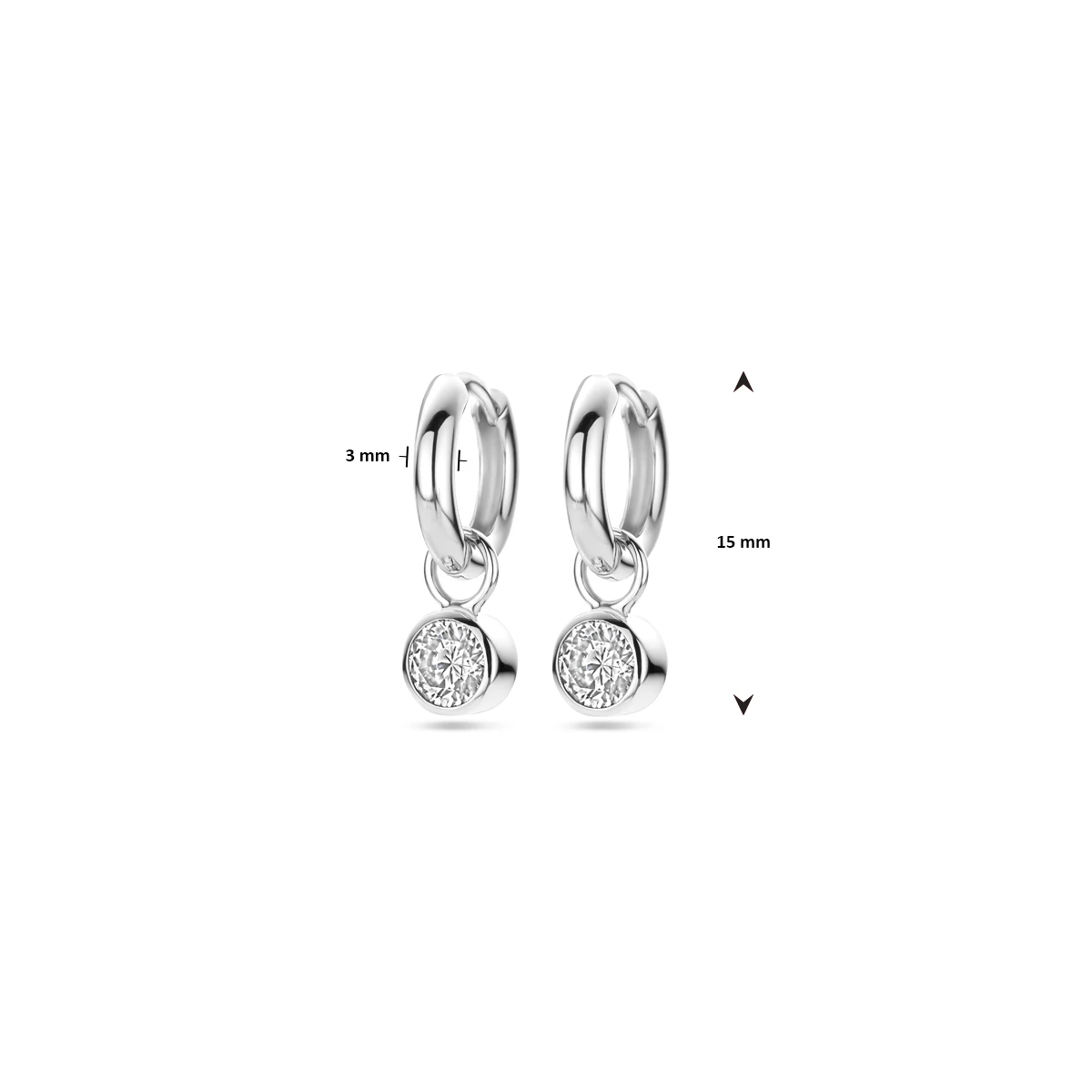 klapoorringen zirkonia zilver gerhodineerd