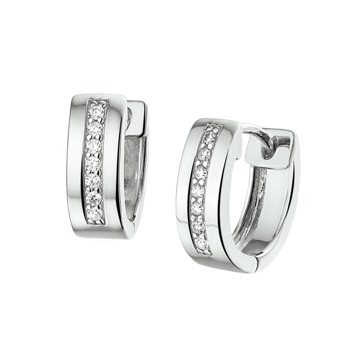 klapoorringen zirkonia zilver gerhodineerd