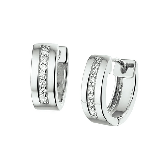 klapoorringen zirkonia zilver gerhodineerd
