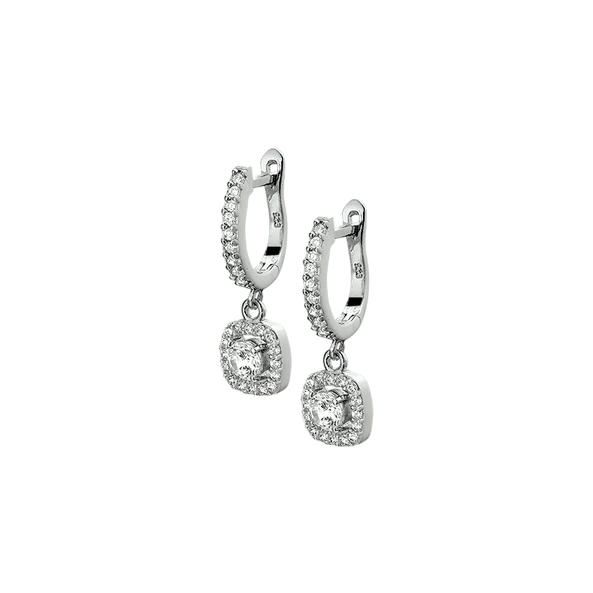 klapoorringen zirkonia zilver gerhodineerd