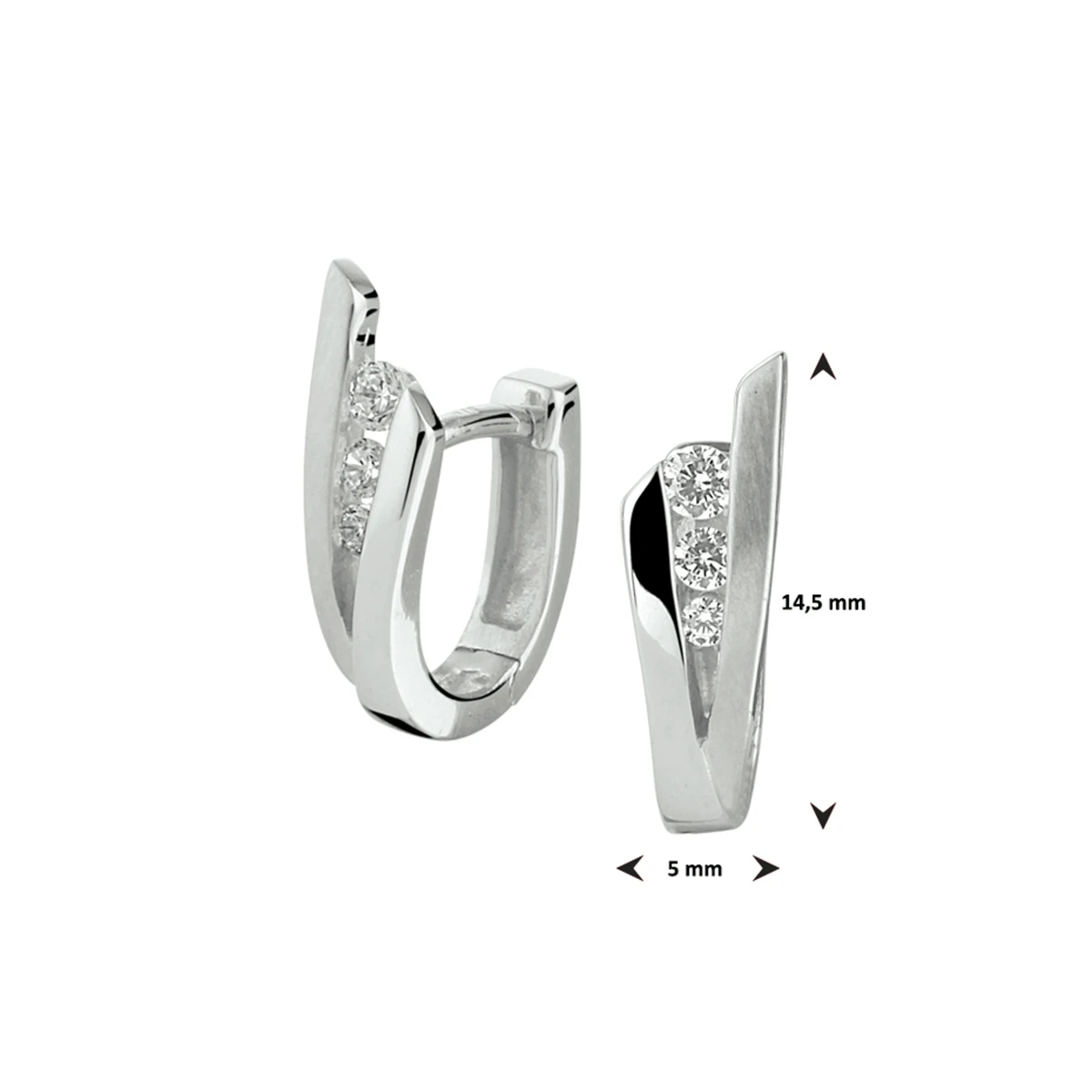 klapoorringen zirkonia zilver gerhodineerd