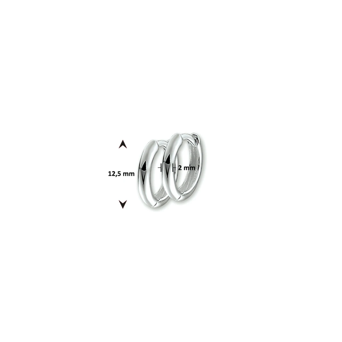 klapoorringen2 mm half rond zilver wit