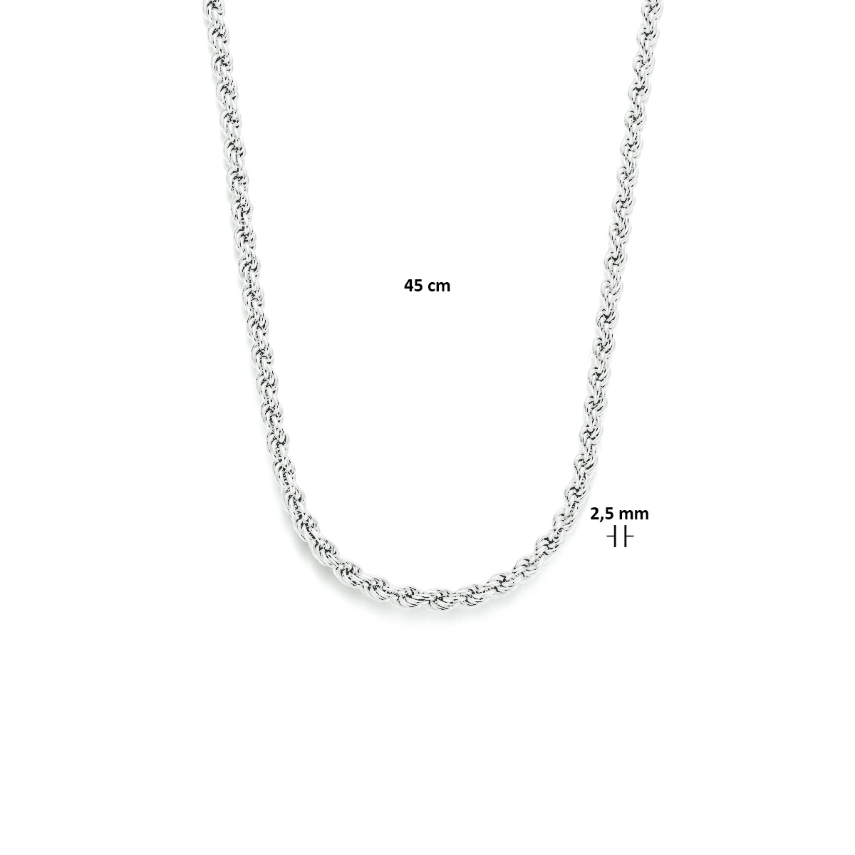 koord 2,5 mm zilver gerhodineerd