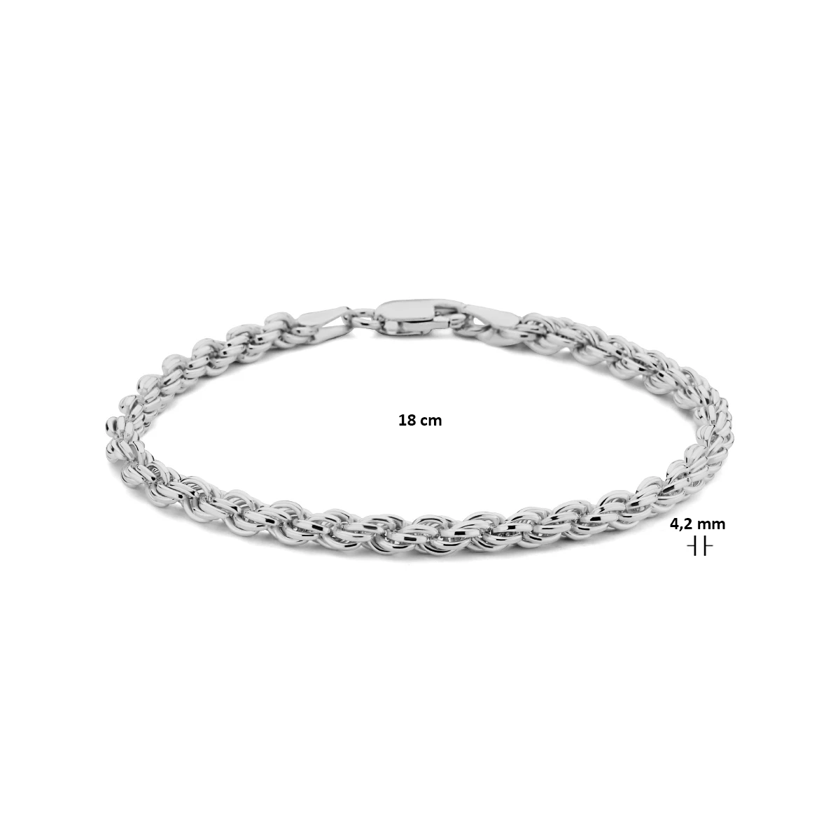 koord 4,2 mm zilver gerhodineerd