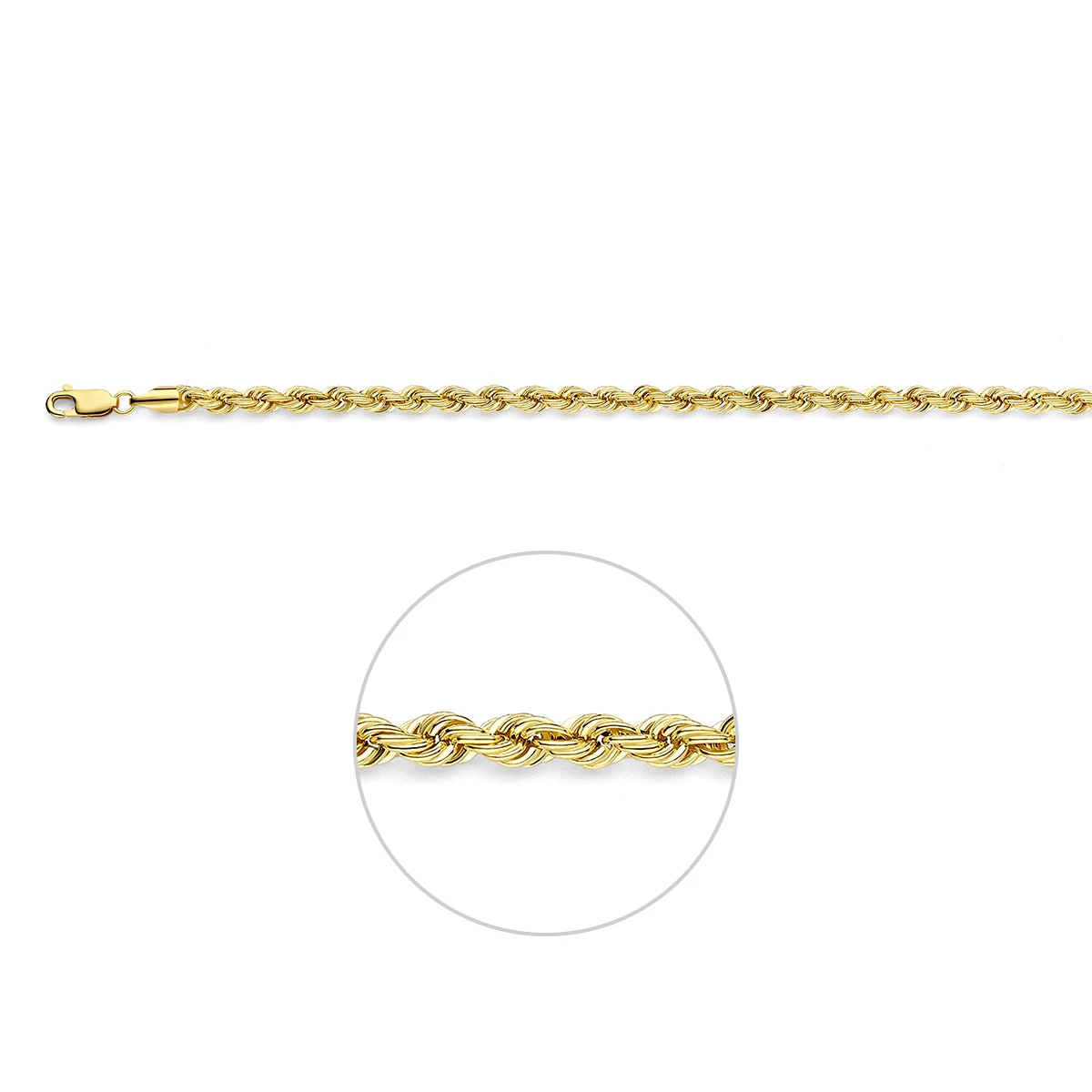 koord 4,4 mm 14K geelgoud