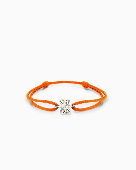 Koord Armband Endless Knot Zilver Oranje