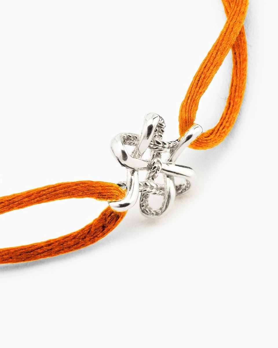 Koord Armband Endless Knot Zilver Oranje