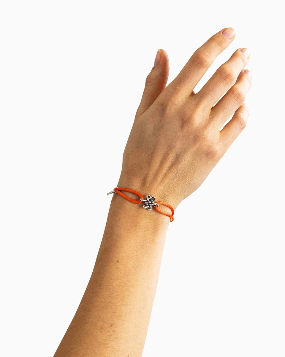 Koord Armband Endless Knot Zilver Oranje
