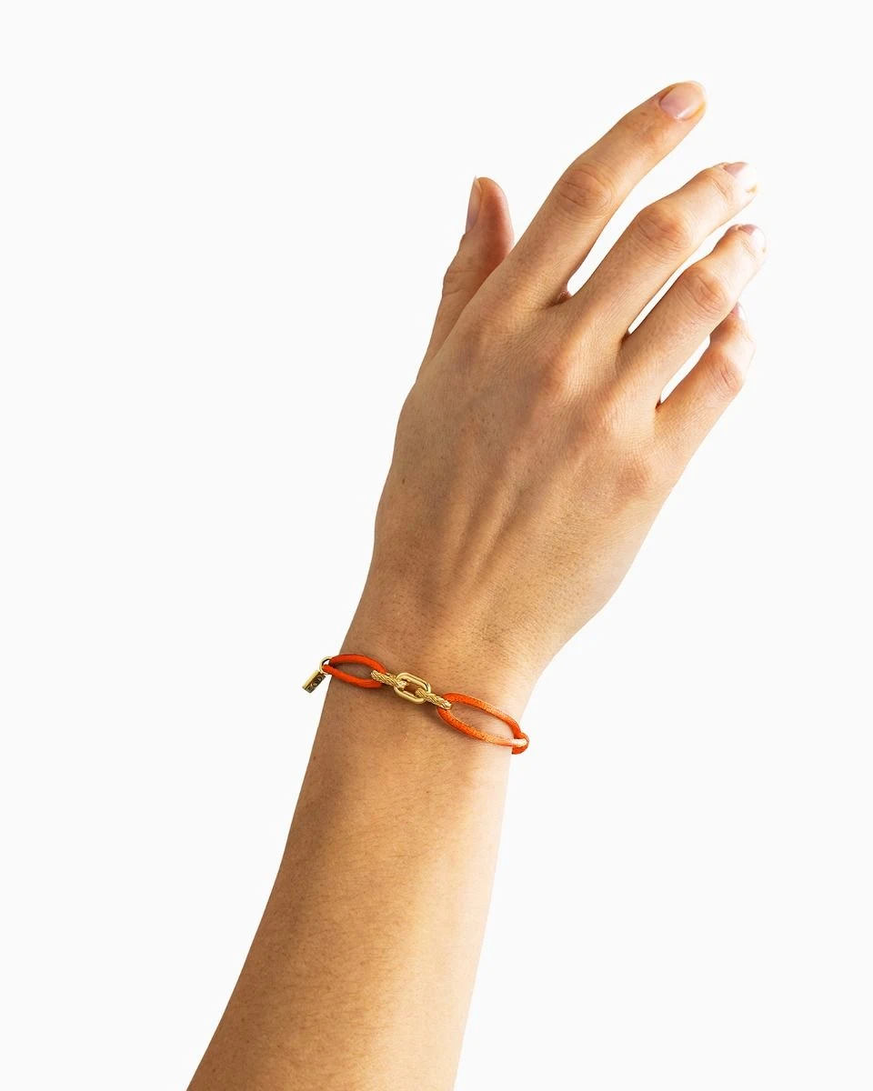 133OR GV M – Katja Cord Bracelet Gold Vermeil Orange