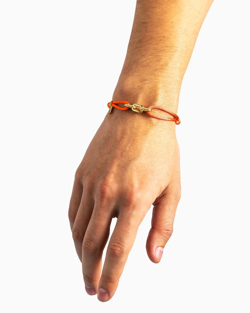 133OR GV M – Katja Cord Bracelet Gold Vermeil Orange