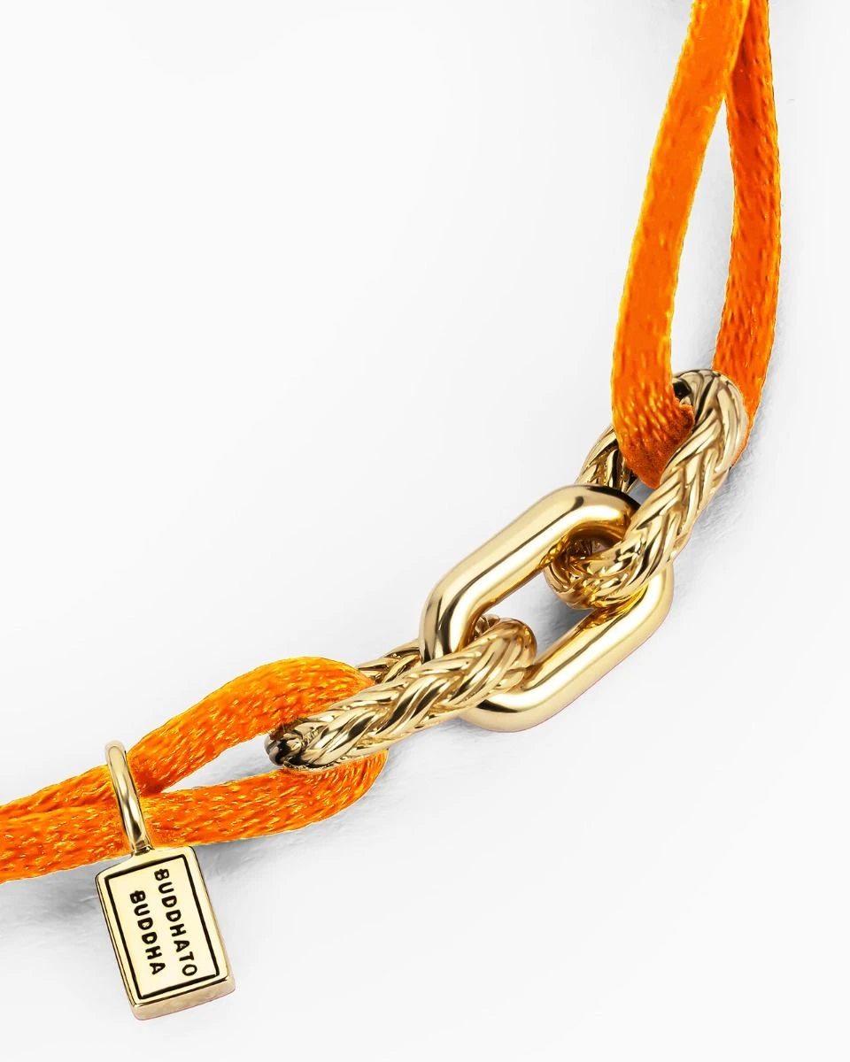 133OR GV M – Katja Cord Bracelet Gold Vermeil Orange
