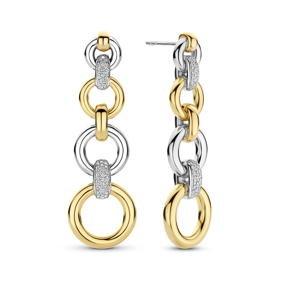 Lange Open Modern Pavé Cirkel Oorbellen