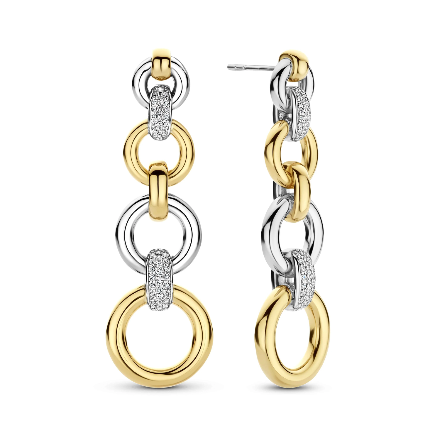 Lange Open Modern Pavé Cirkel Oorbellen