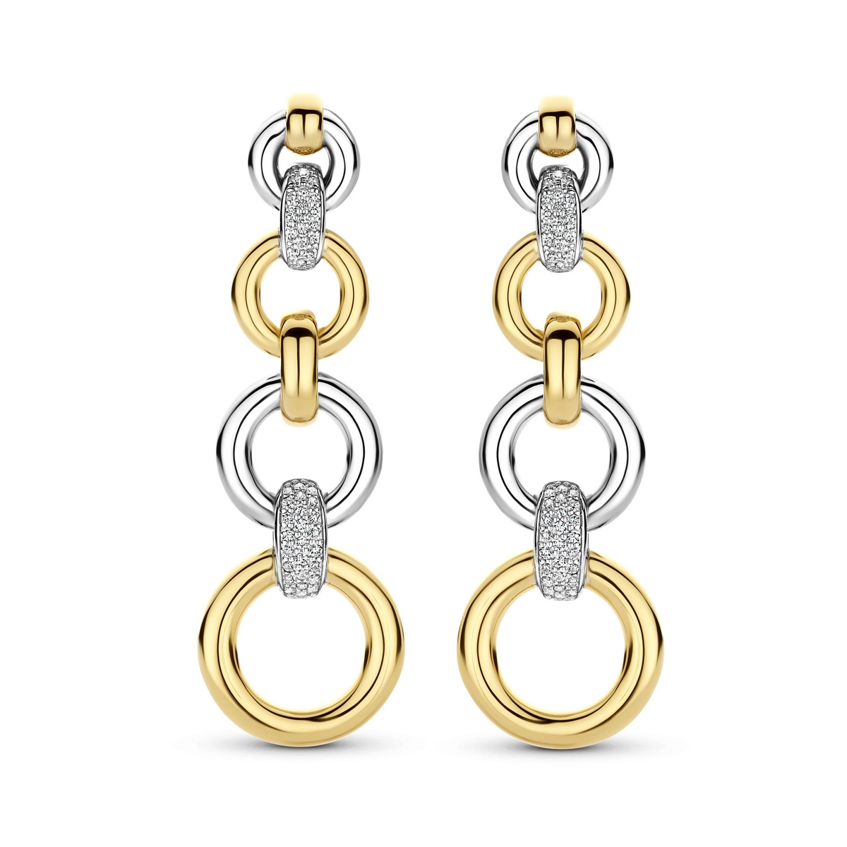 Lange Open Modern Pavé Cirkel Oorbellen