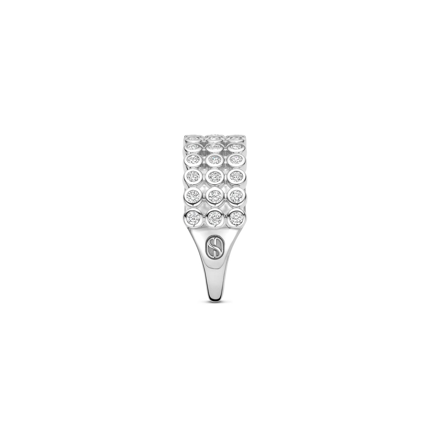 Layered Ronde Zirkonia Ring Zilver