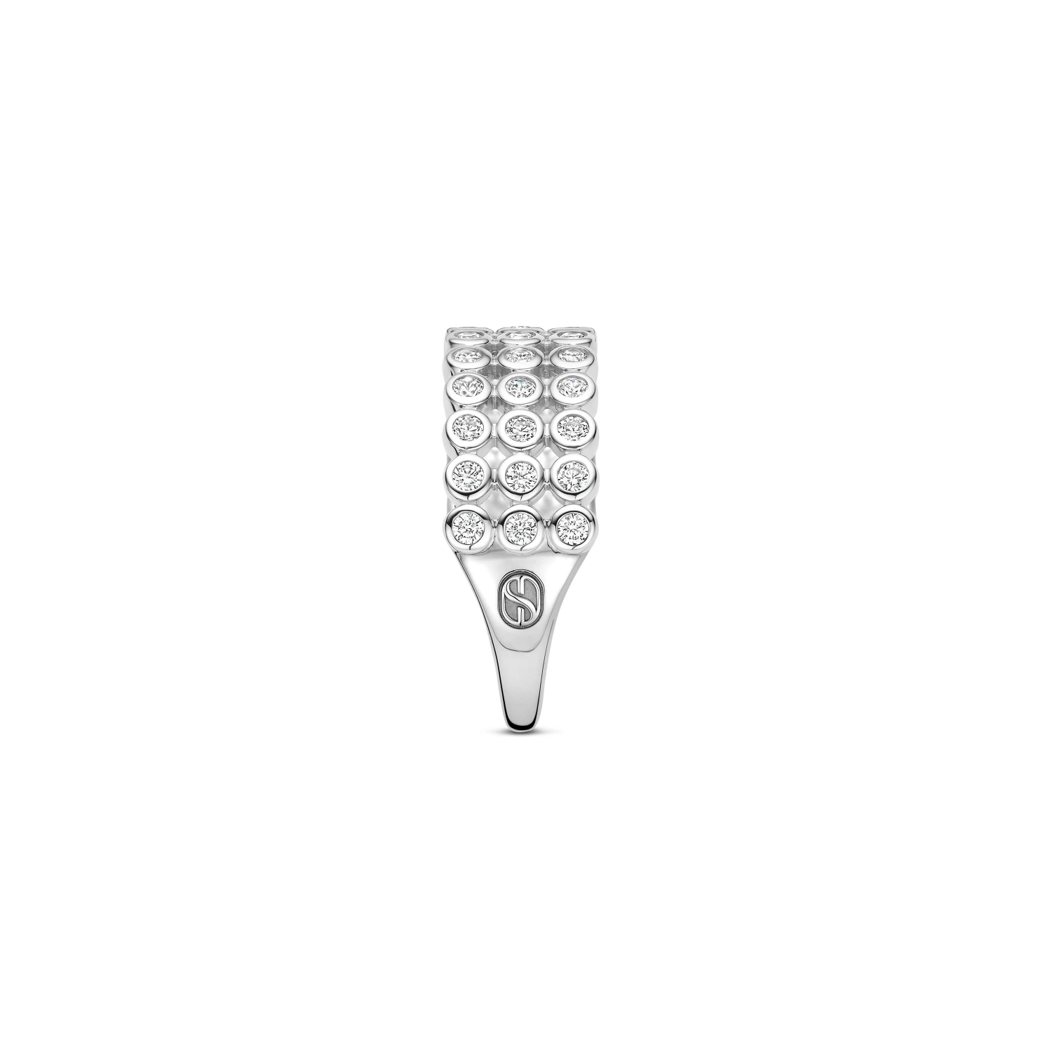Layered Ronde Zirkonia Ring Zilver