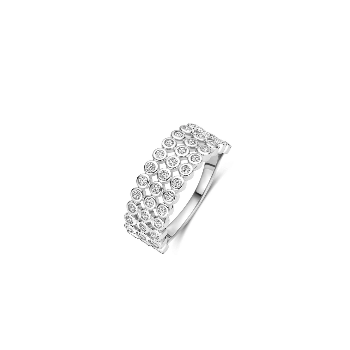 Layered Ronde Zirkonia Ring Zilver