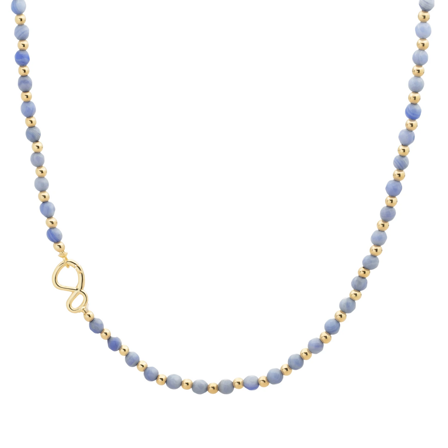 Link Necklace | Gold - Blue Lace Agate - 45cm