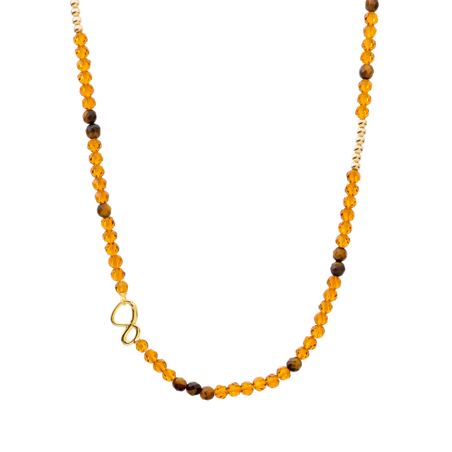 Link Necklace - Gold - Citrine Quartz | Tiger Eye
