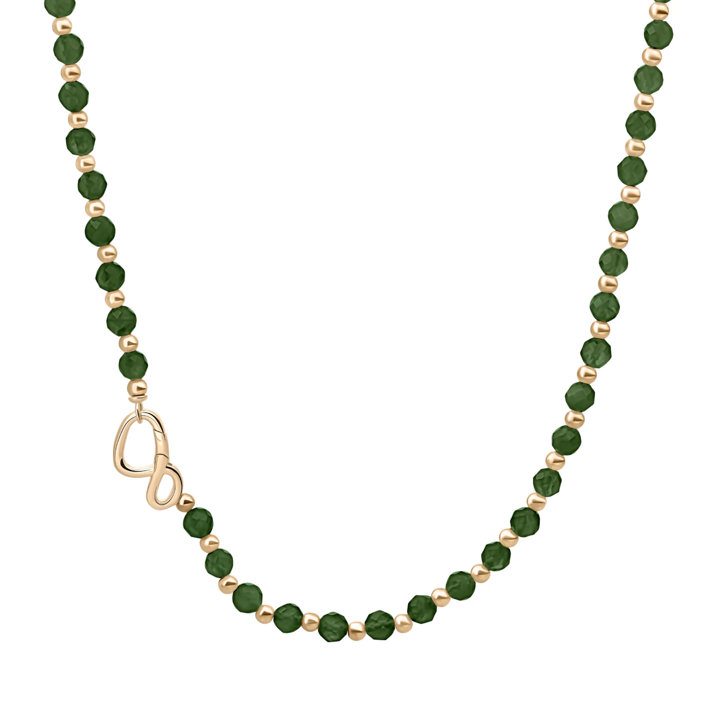 Link Necklace | Gold - Green Onyx - 45cm - NLK03G-G53-045